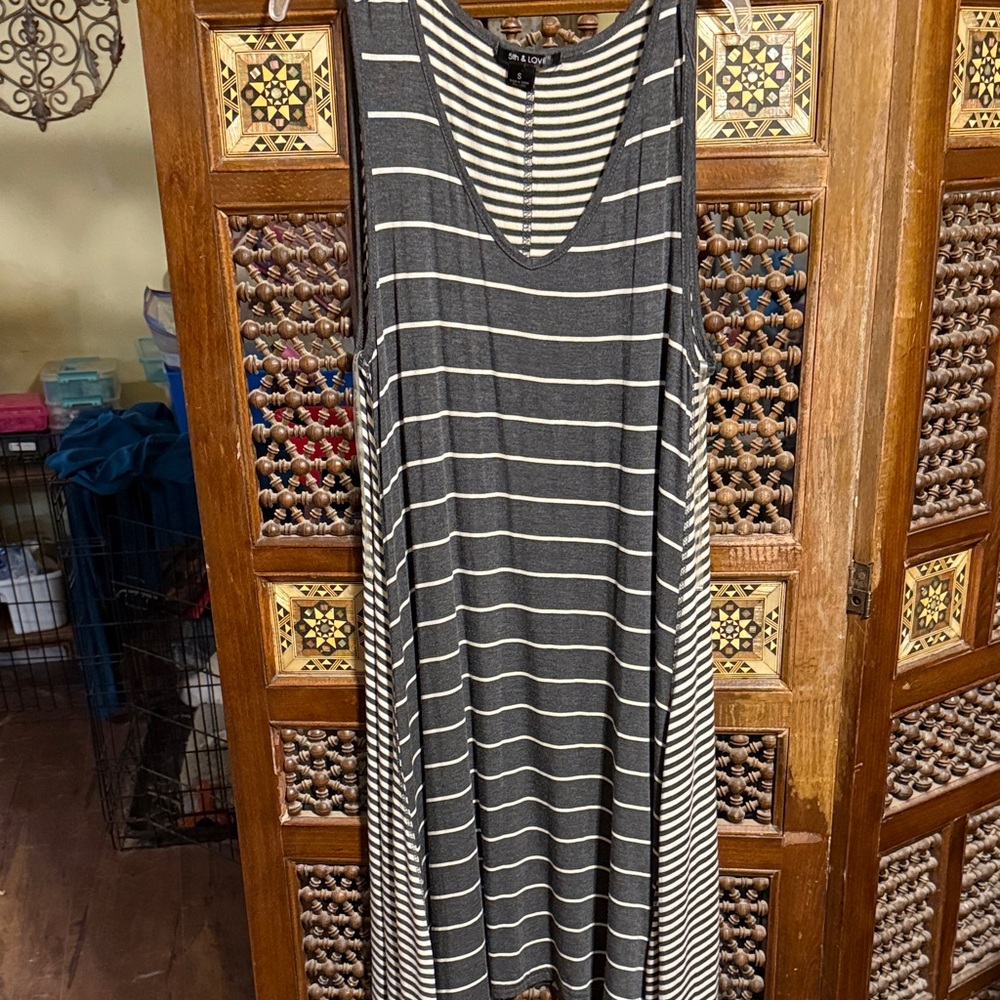 5th & Love Black and White Striped Maxi Dress